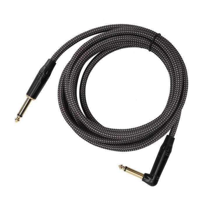 Câble Audio Guitare 6,35 Mm - Longueur 6 M, Blindé Antibruit (connecteur Plaqué Argent)