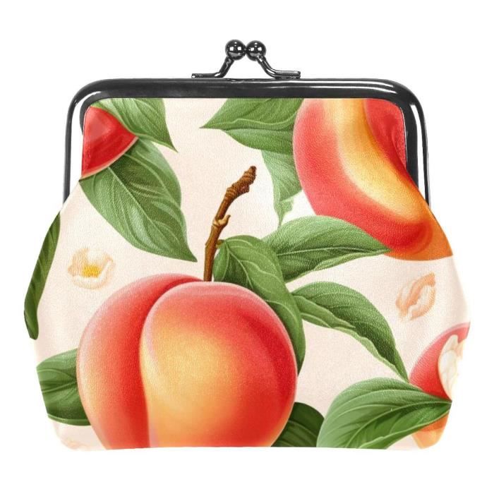 Porte-monnaie Porte-clés En Forme De Pêche (fruit) - Cuir PU, Dimensions 6x2.5x5.8 Cm, Imperméable