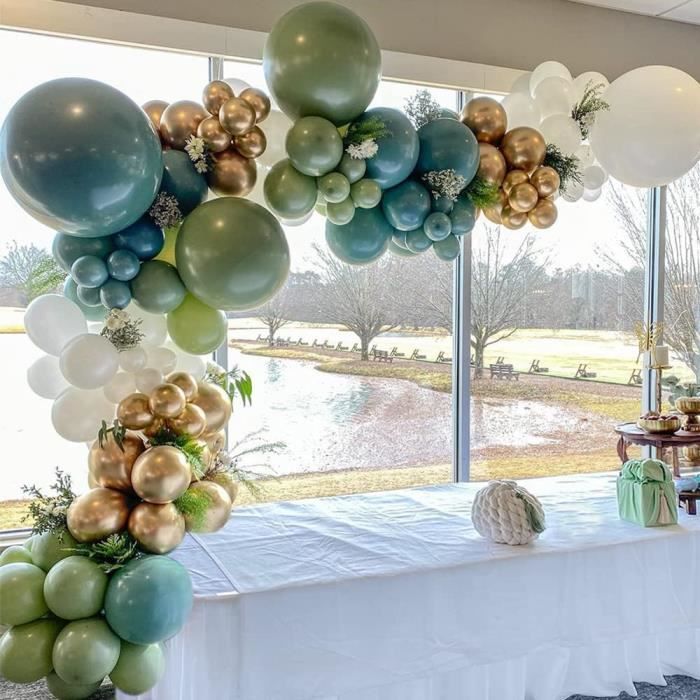 Déco Anniversaire 1 An Garçon – Kit Ballon Chiffre 1, Guirlande, Ballons Bleu Vert Or – Fête 1er Anniversaire