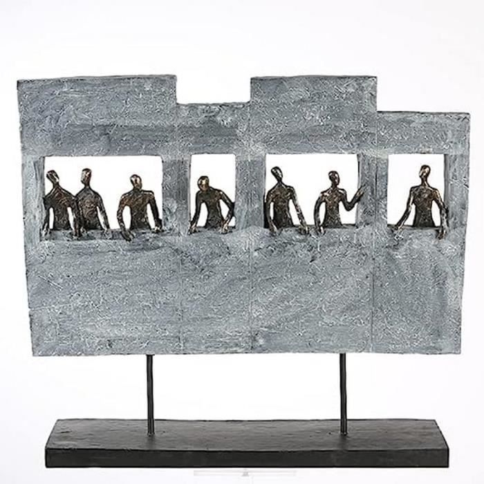 Sculpture Décorative Casablanca - 'Comprehension' - Chevalier Sur Socle - Bronze - Poly - 32x19cm