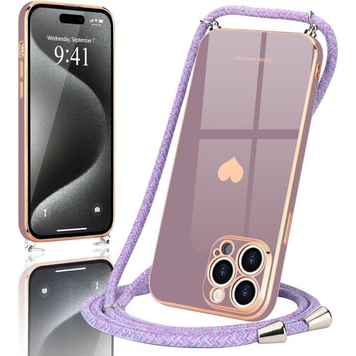 Coque IPhone 16 Pro Max Avec Cordon Réglable - Housse Anti-Choc Et Lanière Confort - Coloris Or