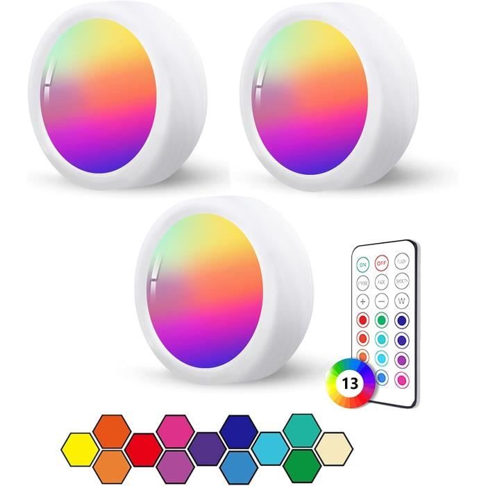 Spot LED Sans Fil à Piles - 3 Couleurs Dimmable Avec Télécommande - Éclairage Placard/Cuisine/Étagère