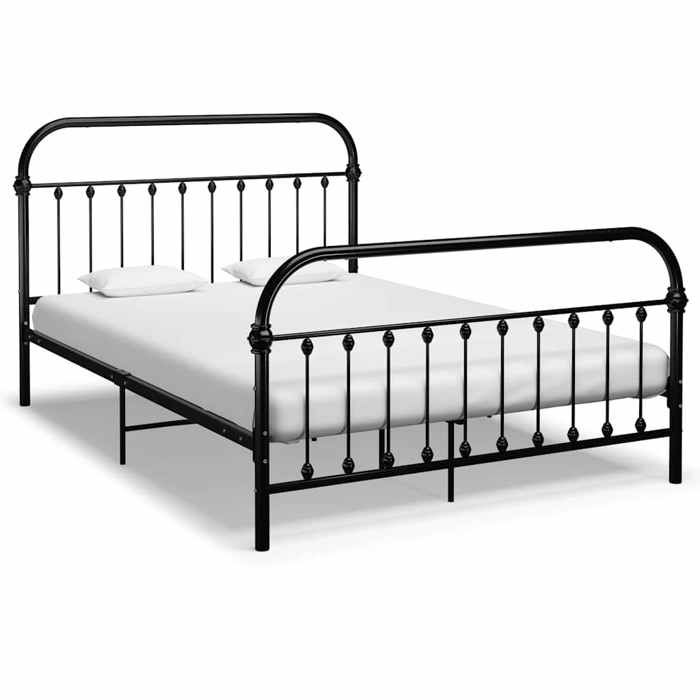 vidaXL Cadre de lit sans matelas et tête de lit noir 160x200 cm métal 284502