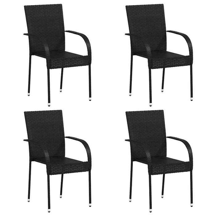 vidaXL Chaises empilables d'extérieur lot de 4 - vue 5