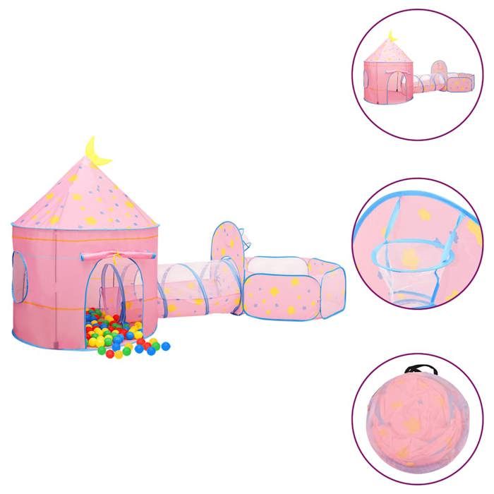 Tente De Jeu 3-en-1 Pour Enfants Avec Tunnel – 338x123x111 Cm, Polyester Résistant, Pour Intérieur Et Extérieur
