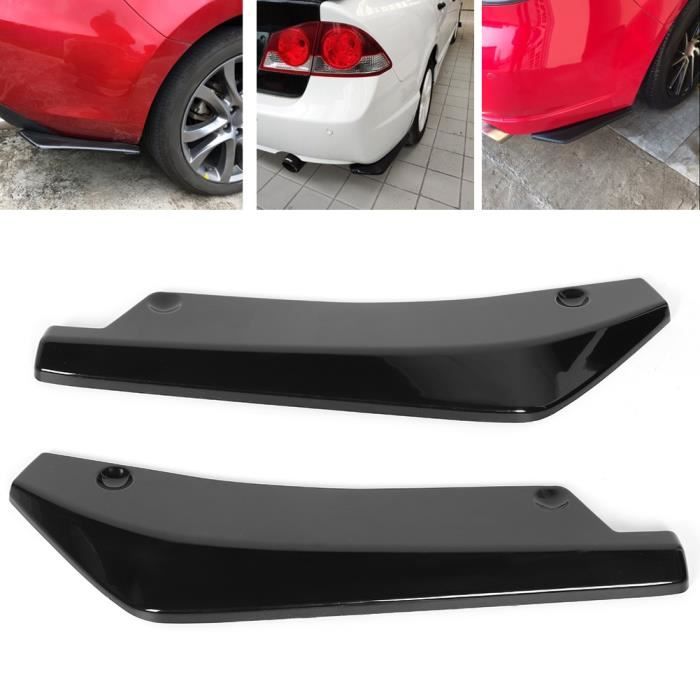 2 Pcs Spoiler Arrière Lèvres Noires Brillantes Universelles – Diffuseur Winglet Pare-Chocs Avec Vis – Look Sport