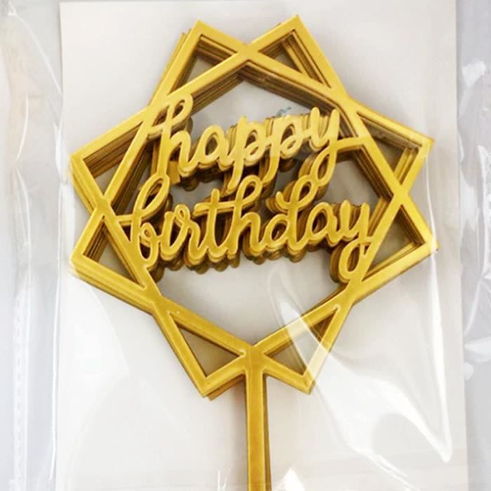 Topper Anniversaire Acrylique Rectangle Et Rond - Décoration De Gâteau Et Fête