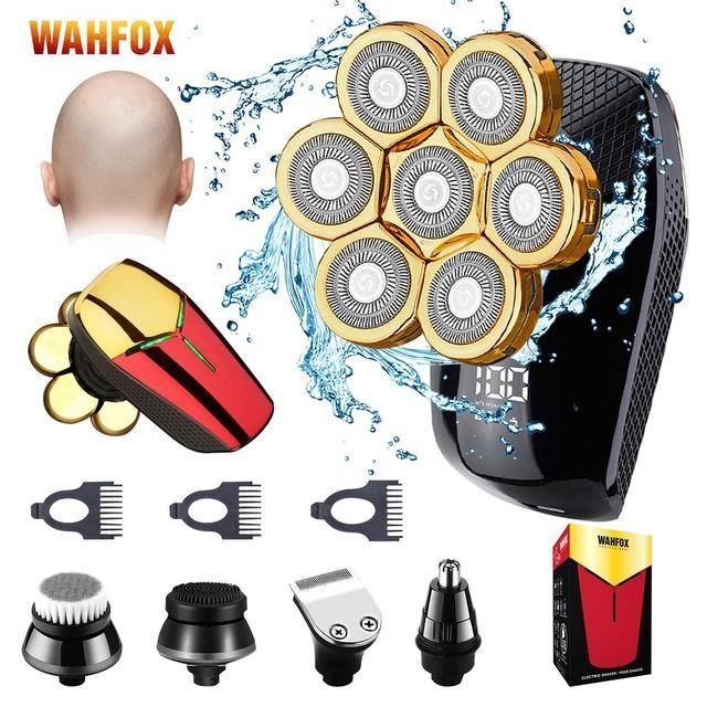 Rasoir électrique 7 En 1 Pour Hommes – 7 Têtes Pour Barbe, Tête, Corps – Rechargeable Sans Fil, Noir