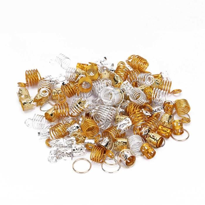 Lot De 90 Clips Et Anneaux Décoratifs Pour Cheveux, Couleur Or Et Autres, Neuf Avec étiquettes