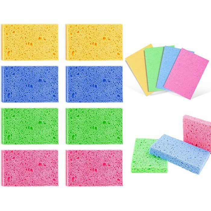Lot De 8 Éponges Écologiques En Cellulose 100% Naturelle – Compressées, Réutilisables, Biodégradables Et Anti-Rayures