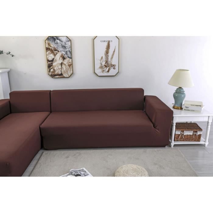 Housse de canapé de protection 3 +2 places en L d'angle en polyester pour  meubles de maison douce luxueuse - noir - Cdiscount Maison