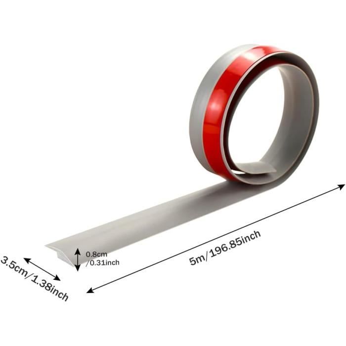 Profil De Transition Auto-Adhésif PVC - Gris, 3m X 3.5cm, Pour Sol, Rouleau Neuf