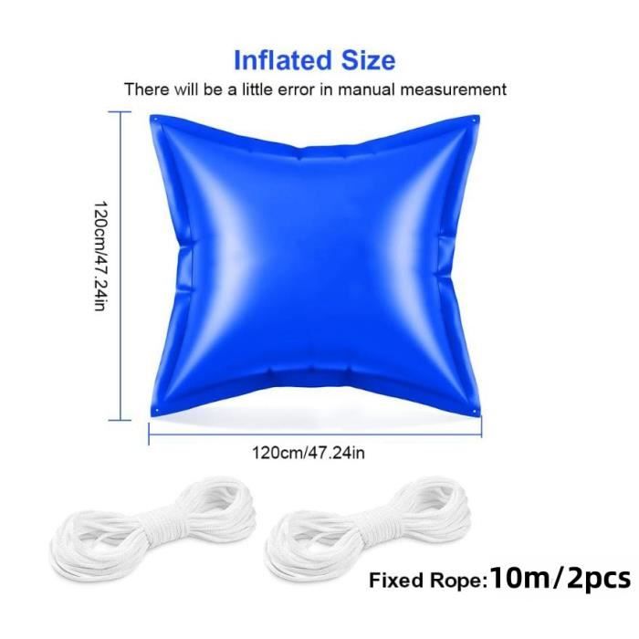 Oreiller D'hivernage Pour Piscine Rond 120x120 Cm – Avec Corde Anti-gel – En PVC Résistant Au Froid
