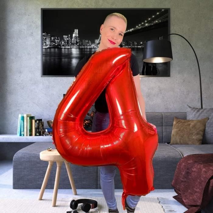 Ballons 44 Ans Anniversaire Rouge Noir, Décoration Anniversaire 44 Ans