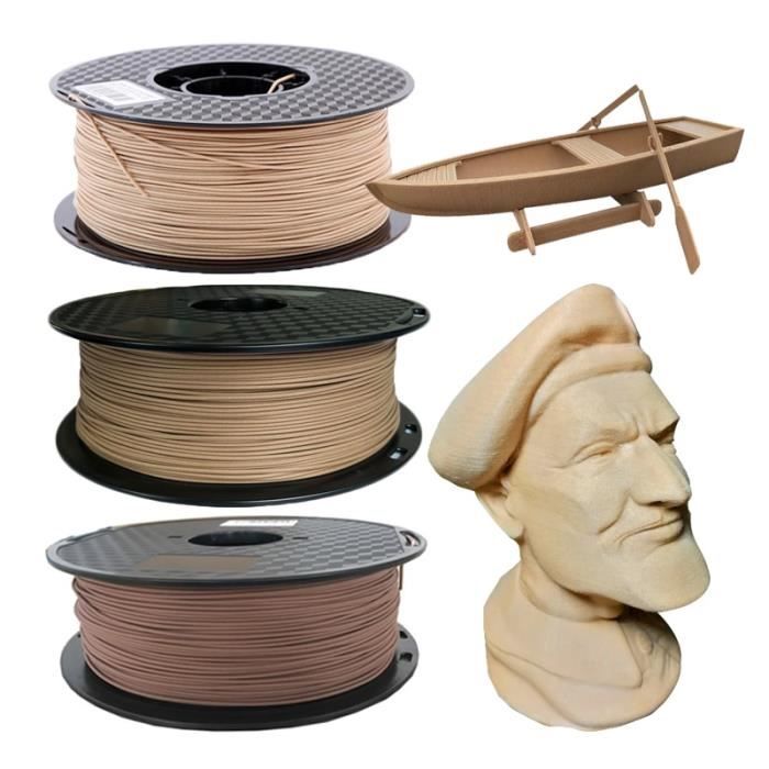 Filament imprimante 3D,Filament bois d'acajou pour imprimante 3D, PLA,  1.75mm, couleur bois d'acajou clair - Type Light Wood 250g