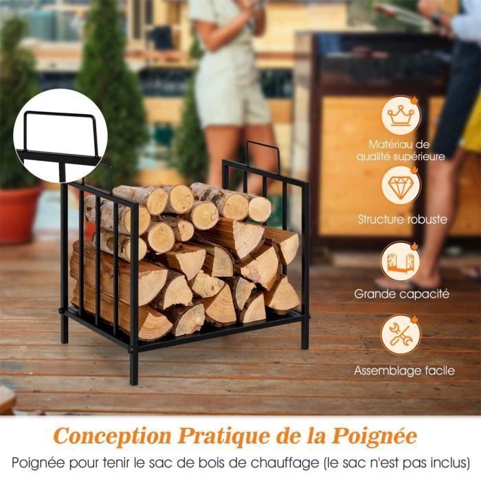 COSTWAY Porte-Bûches pour Bois de Chauffage 46 x 31 x 46 cm avec