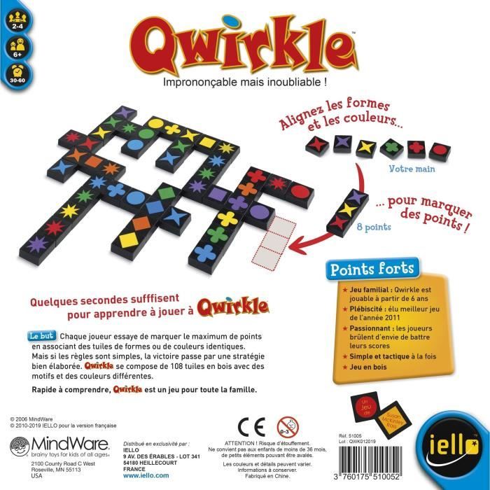Jeu de société Qwirkle Cards - LudoVox