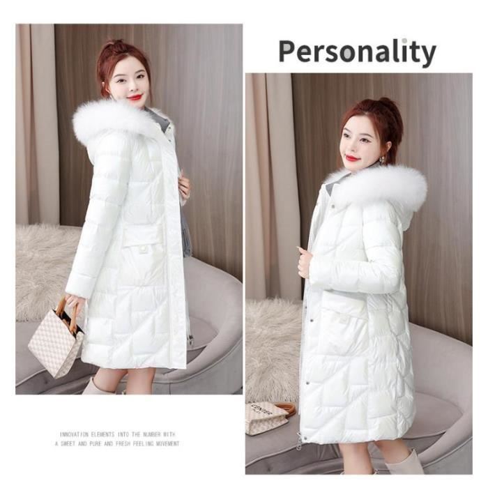 Manteau femme Hiver brillant mi long Mode simple Nouvelle arrivee Garder au chaud Coton Violet HN Violet Cdiscount Pret a Porter
