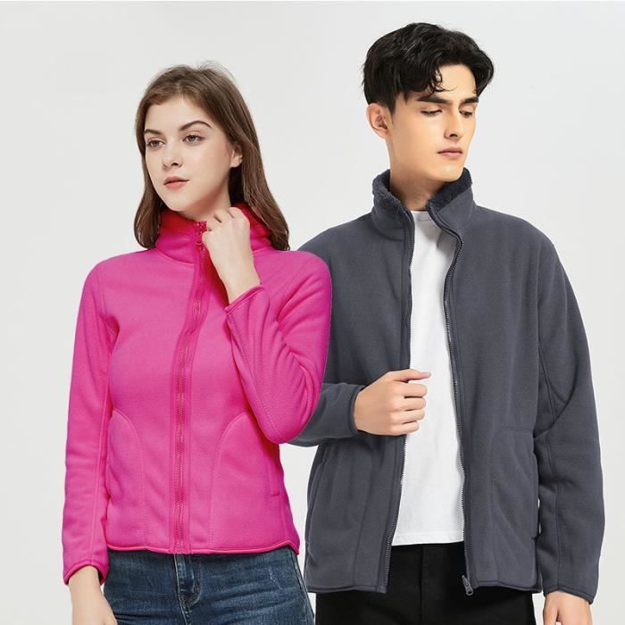 Veste Polaire Homme Double Face Col Montant Gris