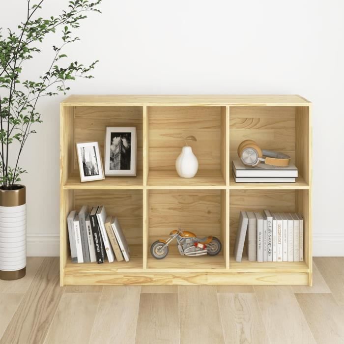 Bibliothèque meuble bois naturel 6 étagères - Sine Référence : CD_Bb47A