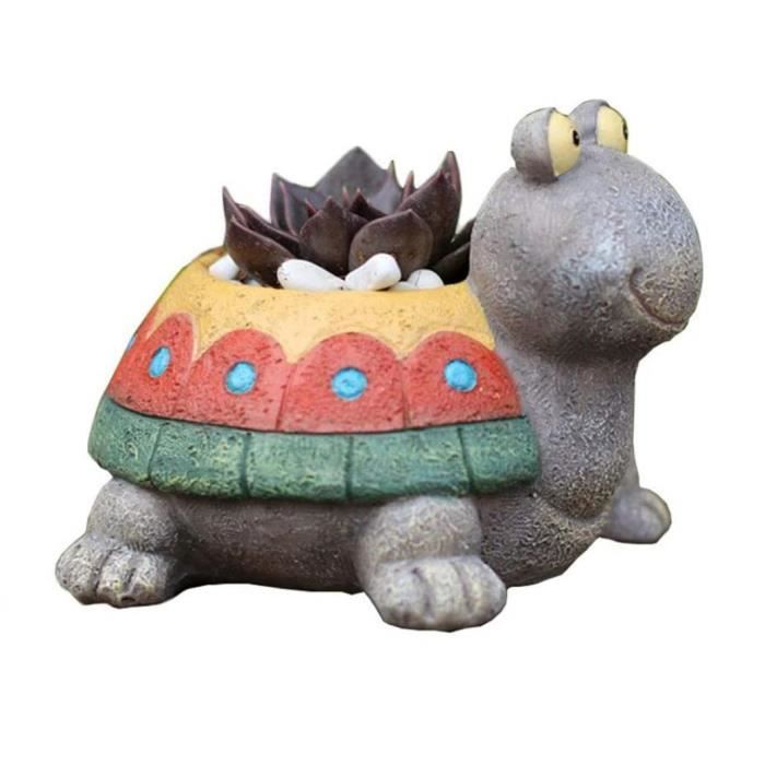 VGEBY Statue Solaire Tortue avec Plantes Succulentes et Lumières LED en Résine pour Décor de