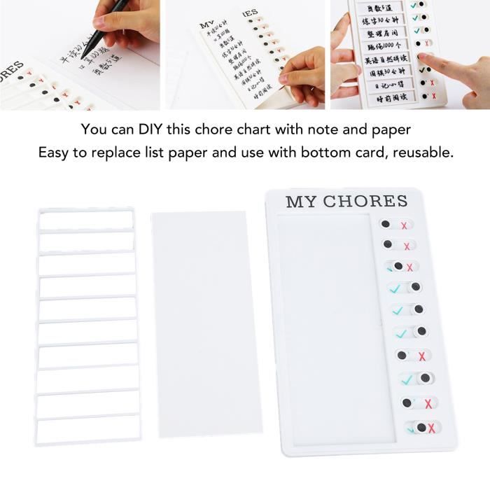 Tableau de corvées pour enfants - Tableau de tâches d'autodiscipline portable - Tableau de routine avec 12 cartes de corvées quotidiennes - Tableau de liste de contrôle quotidien pour enfants