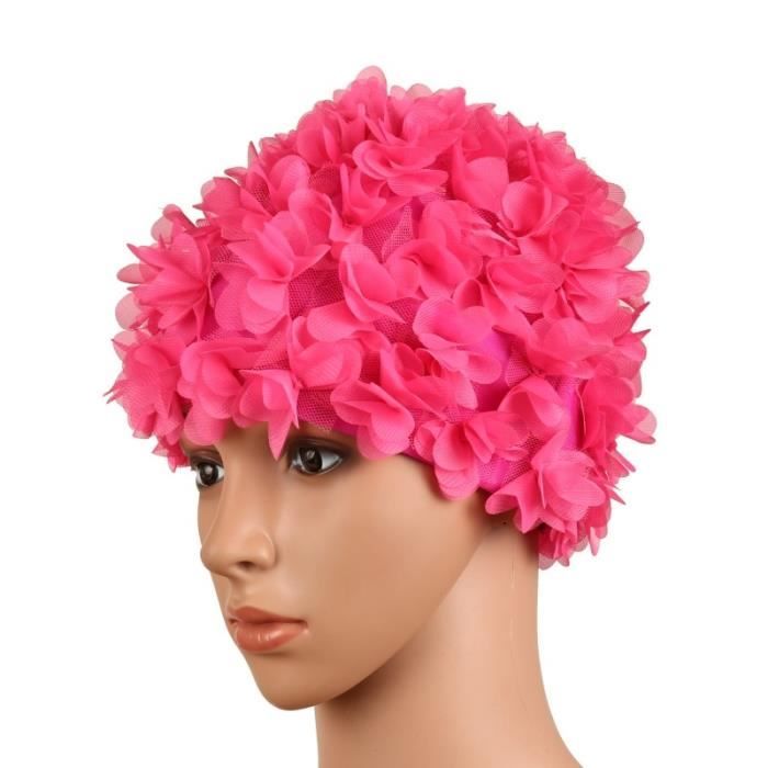 Rouge -Bonnet de bain Vintage à fleurs pour femmes,chapeau de natation rétro  à pétales,chapeau attrayant - Cdiscount Sport