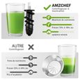 AMZCHEF Extracteur de Jus de Fruits et Légumes Sans BPA Slow Juicer Presse à Froid Machine,vert-2