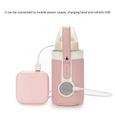 Sac chauffe-biberon USB en cuir portable réglable à 3 températures thermostat chauffe-lait pour bébé maison / voiture -Rose-2