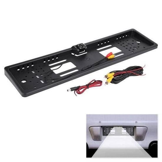 Caméra De Recul + Cadre Plaque + 2 Capteurs LED 8 Lumières – 170° Grand Angle, Alarme Distance, IP67 Étanche