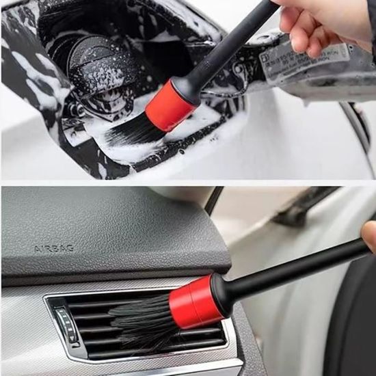 Kit De 6 Brosses De Nettoyage Auto – Poils Doux Pour Intérieur Et Extérieur – Pour Jantes, Aérations, Sièges – Sans Rayure