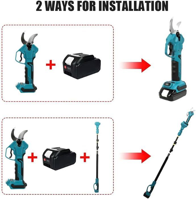 Sécateur électrique 2 En 1 Sans Fil-Écran LCD-Avec Batterie