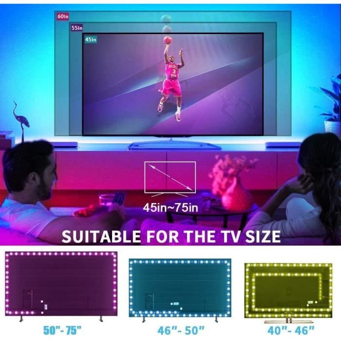Bande LED TV USB 2 Mètres Changement De Couleur - Éclairage Décoratif Ambiance - Marque B.K.Licht