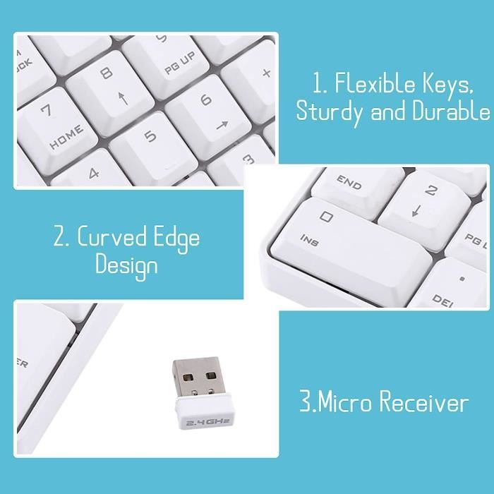 Clavier numérique USB 2.4G Pavé numérique sans fil Mini clavier numérique  18 touches –