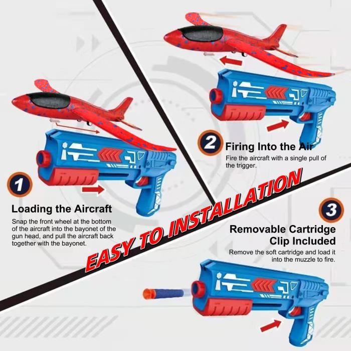Lanceur D'Avion En Mousse Avec 2 Planeurs - Jouet Éducatif Pour Enfants 5 à 11 Ans