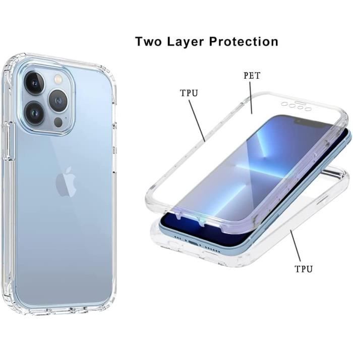Coque iPhone 13 Pro avec TPU Protection Écran Anti-Rayures Antichoc 360  Degrés Protection Integrale Case Etui Housse Bleu - Cdiscount Téléphonie
