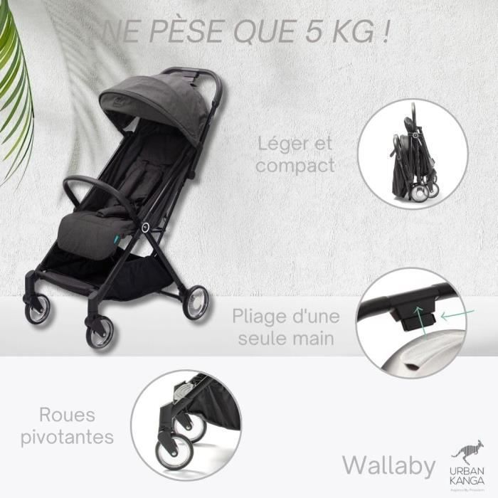 Urban Kanga Wallaby Reisebuggy: Ultra-leicht, Nur 5 Kg & Automatisch Klappbar – Perfekter Flugzeug-Buggy Mit Liegefunktion