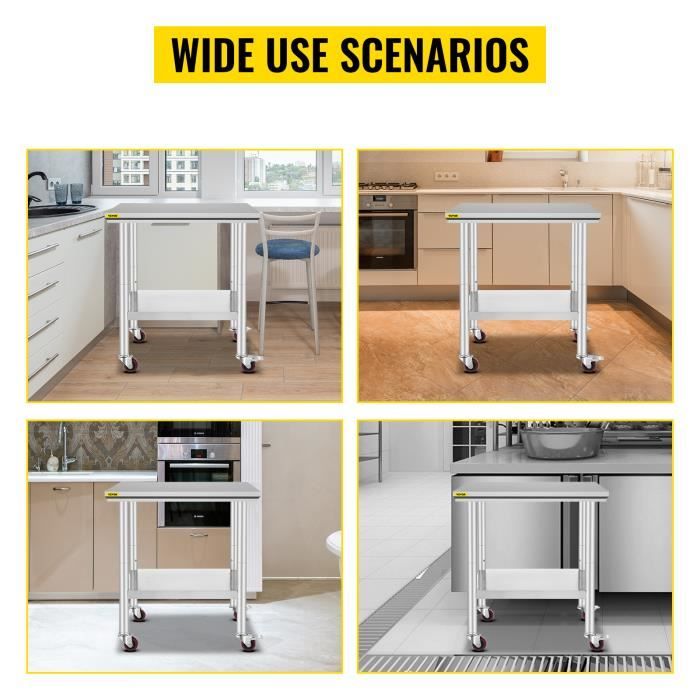 Table de travail de cuisine commerciale de luxe Armoire en acier inoxydable pour