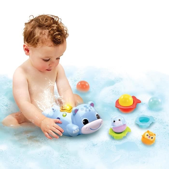 VTech Théo Mon Hippo Bébé Nageur – Jouet De Bain Interactif Musical, Dès 1 An, 8 Accessoires