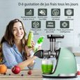 AMZCHEF Extracteur de Jus de Fruits et Légumes Sans BPA Slow Juicer Presse à Froid Machine,vert-3