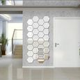 12pcs autocollant mural acrylique miroir hexagonal 3d art maison bricolage décor argent 46x40x23mm-3
