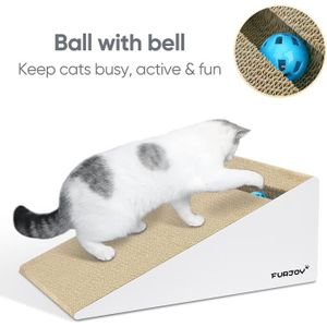 Twistou Furalia - Griffoir Et Jouet Réversible Pour Chat En Carton Ondulé, Avec Cloche, Design Pliable