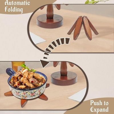 Dessous De Verre En Bois Pour Plats Chauds En Forme D'arbre - Dessous De Plat En Bois De Noyer - Tapis D'isolation Pliable Résistant à La Chaleur Pour