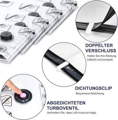 Lot De 6 Sacs De Rangement Sous Vide Réutilisables (100 X 80 Cm), Sacs