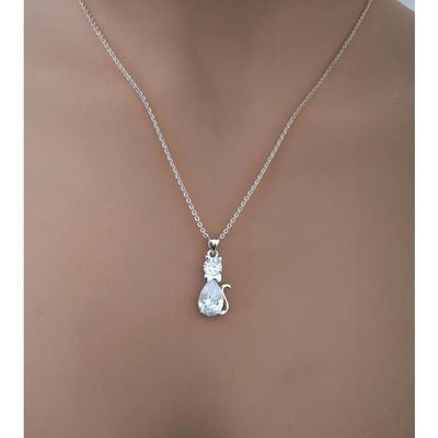 Boucles D'oreilles Pendantes Chat - Zircon Scintillant Sur Plaqué Or Jaune (neuf Avec étiquettes)