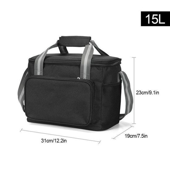 Sac Isotherme 15 L – Glacière Souple Avec Couvercle, Poignées Renforcées – Pour Pique-nique, Camping Et Courses