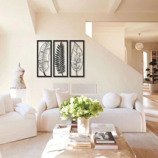 Panneau Déco-design Feuillage Métal Ajouré Noir 50xh130cm
