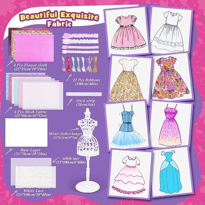 Fashion Design Enfant Kit Couture Fille 6 7 8 9 10 11 12 Ans,Kit de