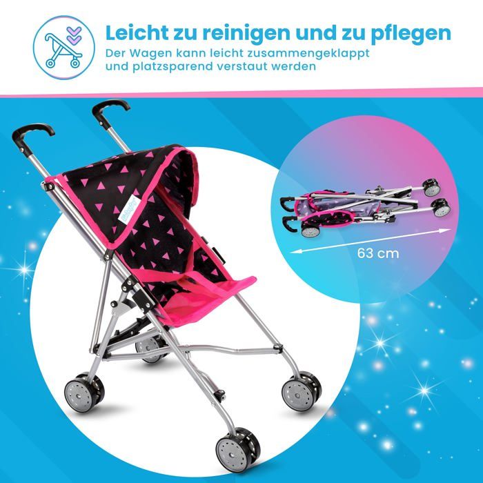 Poussette pour Poupée - Poussette De Poupée Pliable | Poussette Bebe Jouet Fille | Poussette De Poupée
