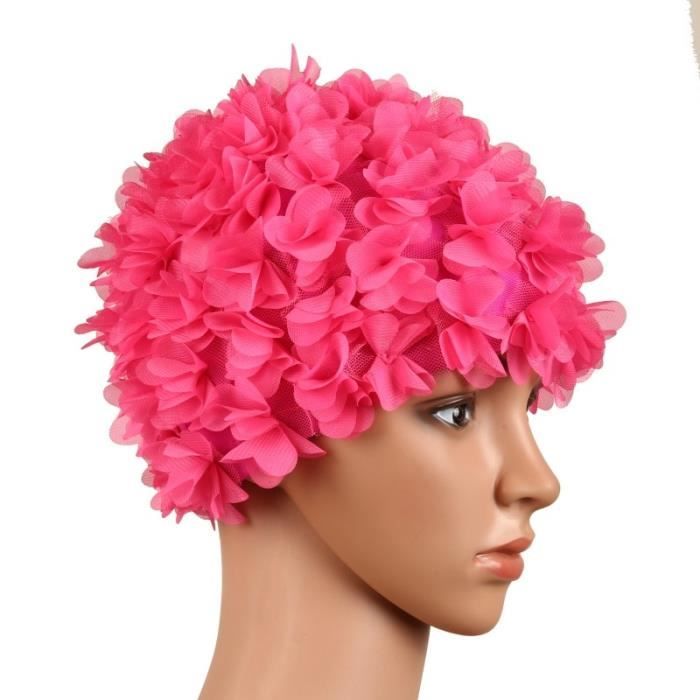 Rouge -Bonnet de bain Vintage à fleurs pour femmes,chapeau de natation rétro  à pétales,chapeau attrayant - Cdiscount Sport